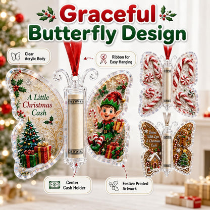 Butterfly Christmas Cash Gift Holder Ornament,Acrylic Money Holder