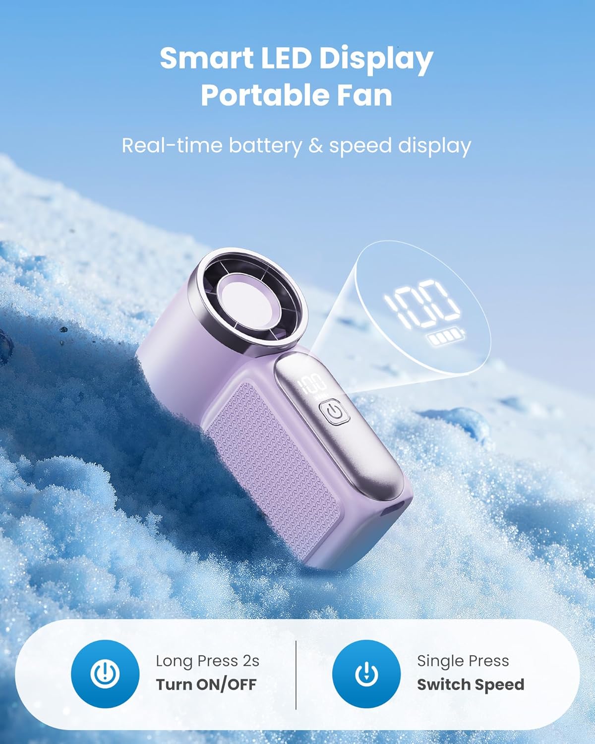 Portable High Velocity Handheld Cooling Fan with LED Display