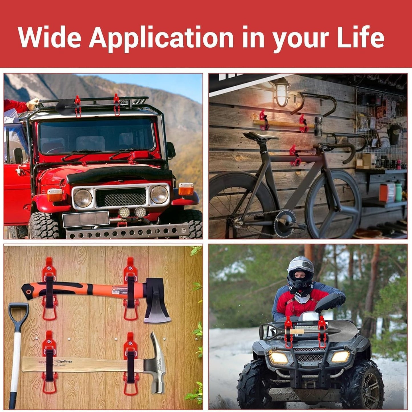 2pcs Shovel Holder Clamp Wall Mount Kit Quick Release Storage for Roof Rack