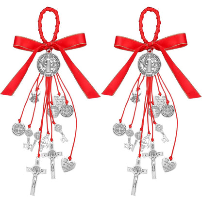 2 PCS Red San Benito Medalla Home Protection Door Hanger