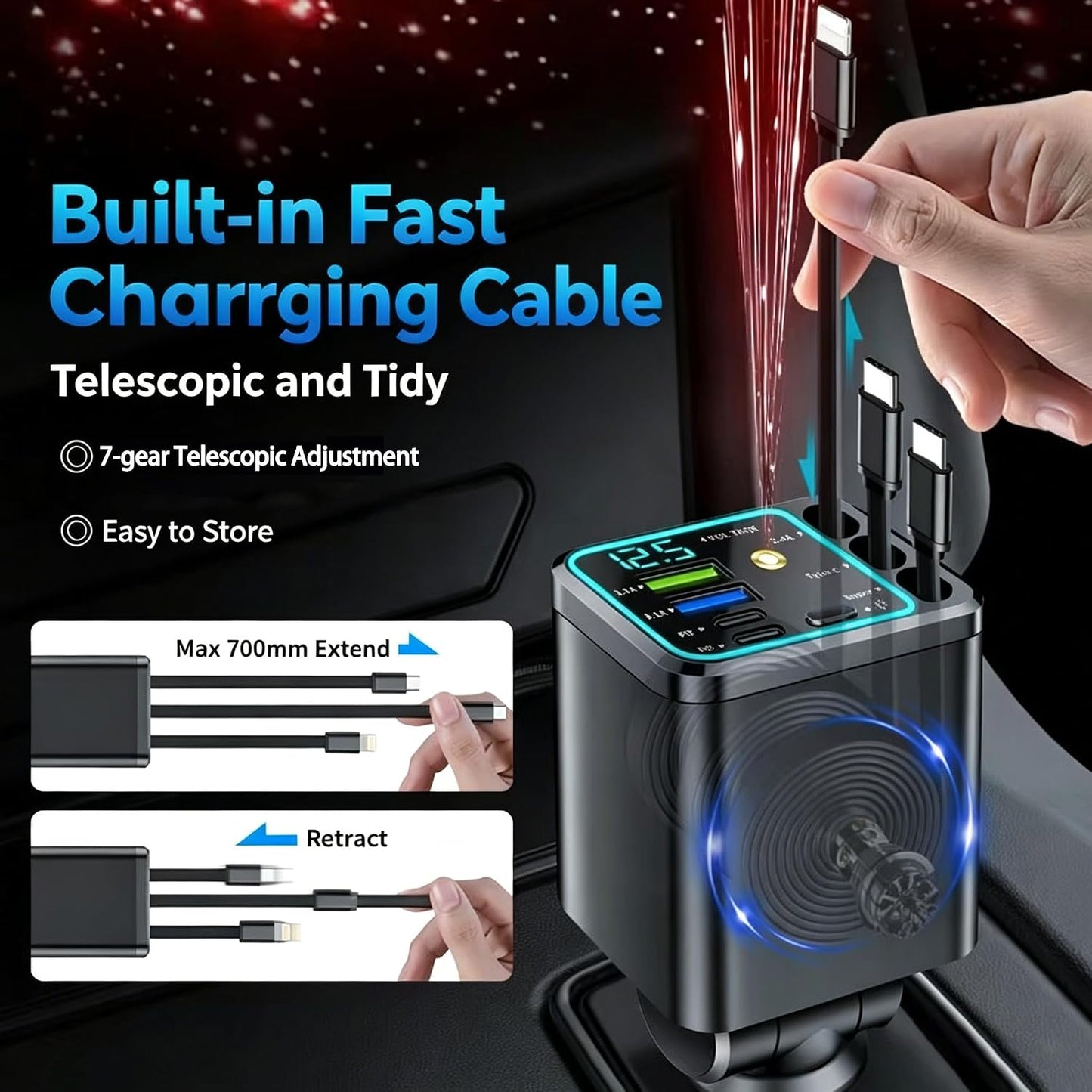 102W Star Lights Fast Charging Car Charger | Car Charger USB C