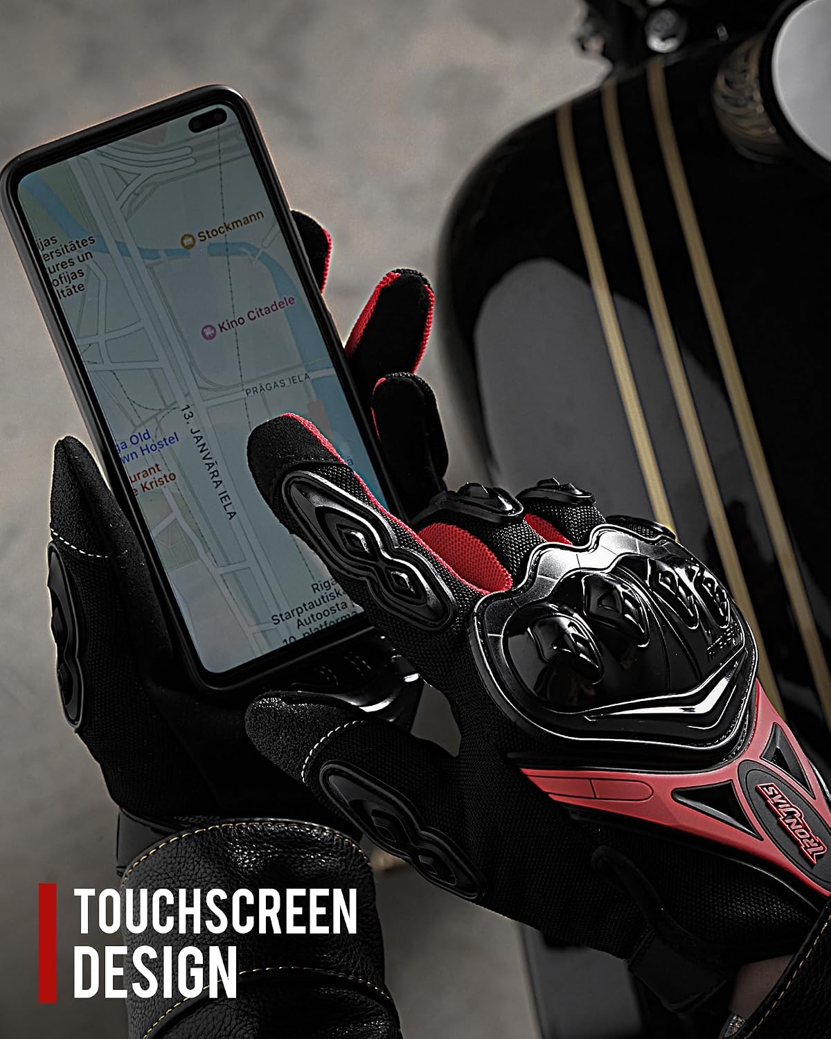 Motorcycle Gloves Full Finger Support Touch Screen Durable for Road Racing Bike