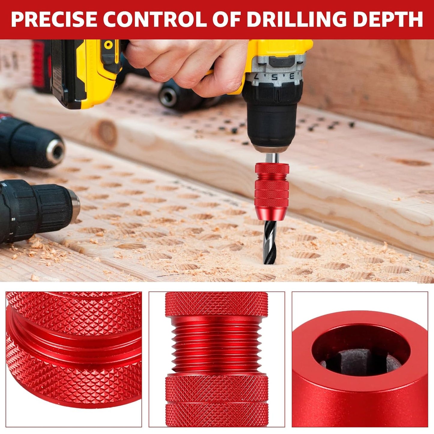 2Pcs Aluminum Alloy Adjustable Drill Bit Stop Collar Set