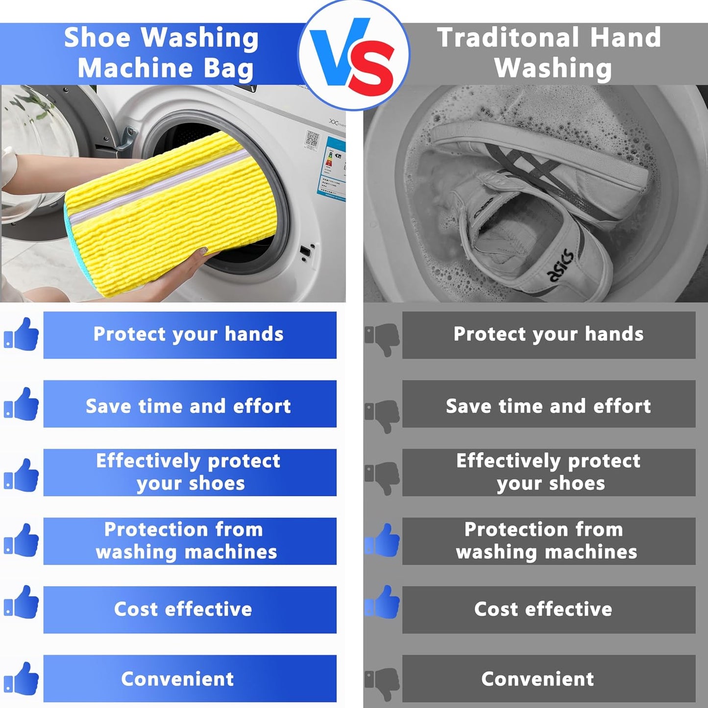 2Pcs Reusable Shoe Washing Machine Bag for Washer and Dryer