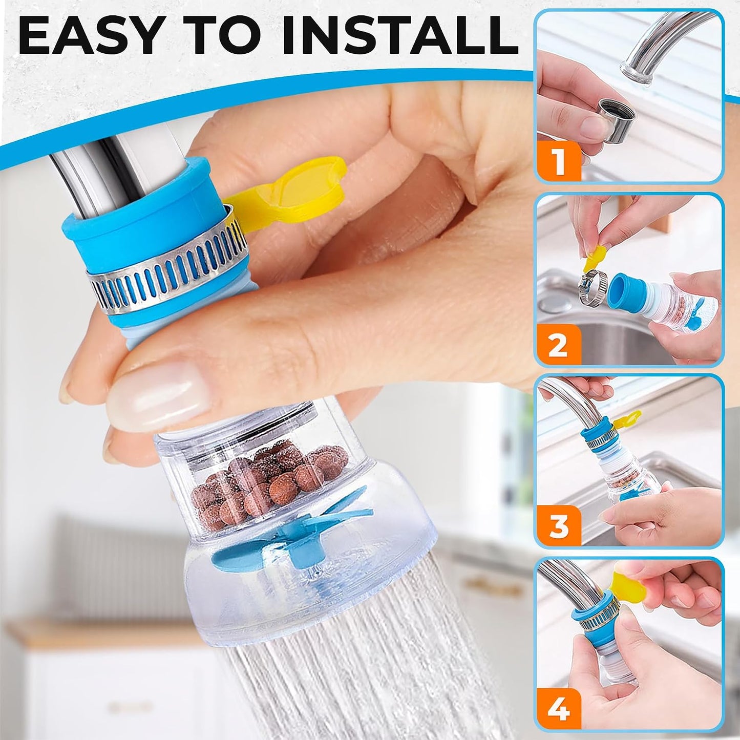 3 Pack 360° Rotating Splash-Proof Telescopic Faucet Water Filter