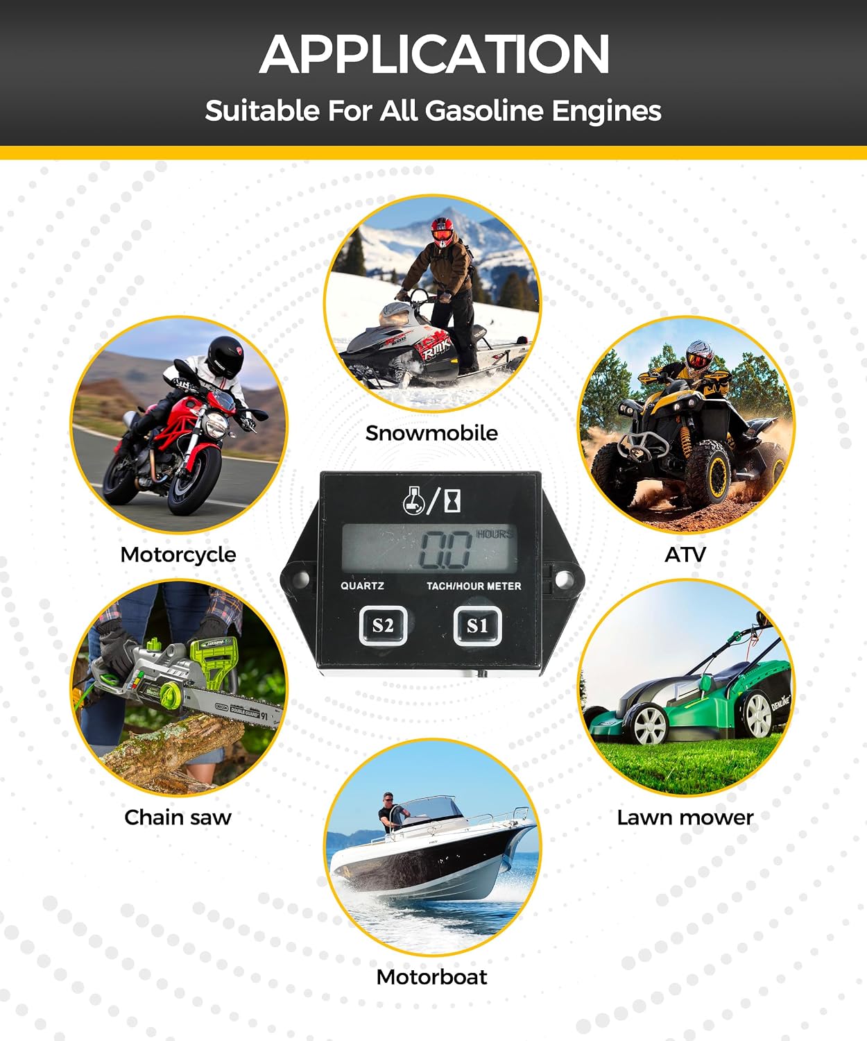 Digital Hour Meter & Tachometer Maintenance Reminder for Motorcycles, Gasoline-powered Lawnmowers, Tractors, Generators