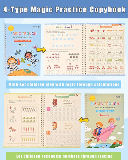 Reusable Writing Practice Book Set Spanish Version for Kids Age 3-8