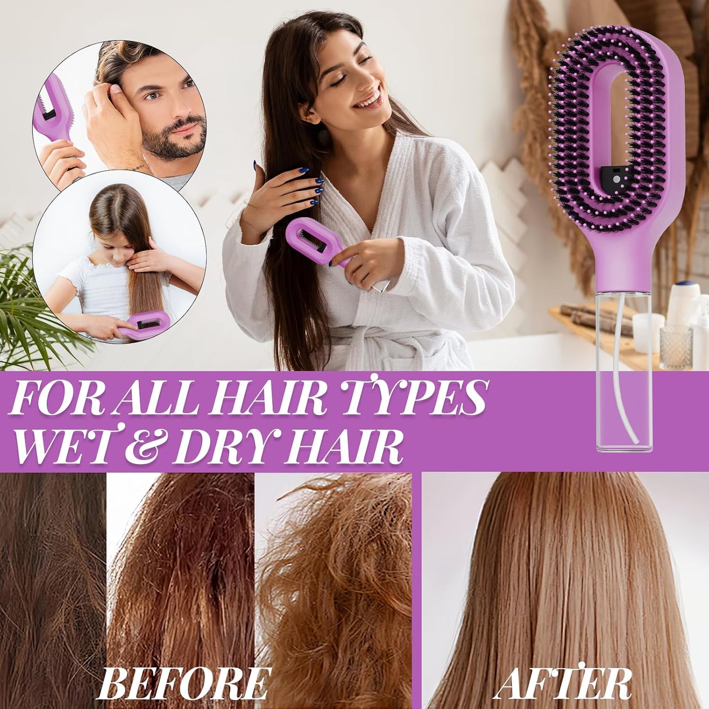 Curl Refresh Detangling Brush with Fine Mist Spray