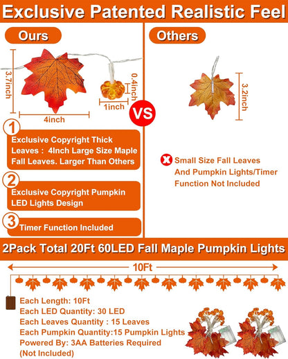 Autumn Maple Leaf and Pumpkin Vine Decoration for Halloween Thanksgiving Christmas Decor Wedding Party