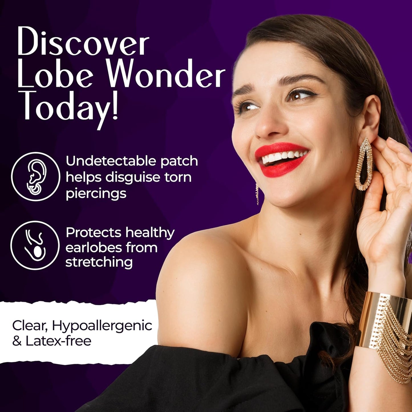 Ear Lobe Support Patch for Pierced Ears - Eliminates The Look of Torn or Stretched Piercings