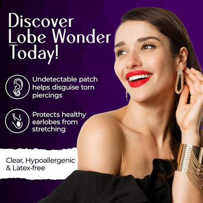 Ear Lobe Support Patch for Pierced Ears - Eliminates The Look of Torn or Stretched Piercings