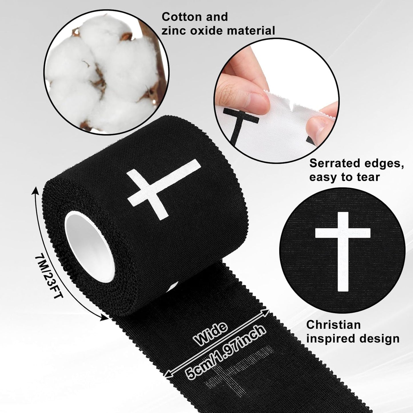 2 Pcs Christian Cross Athletic Tape Sports Tape