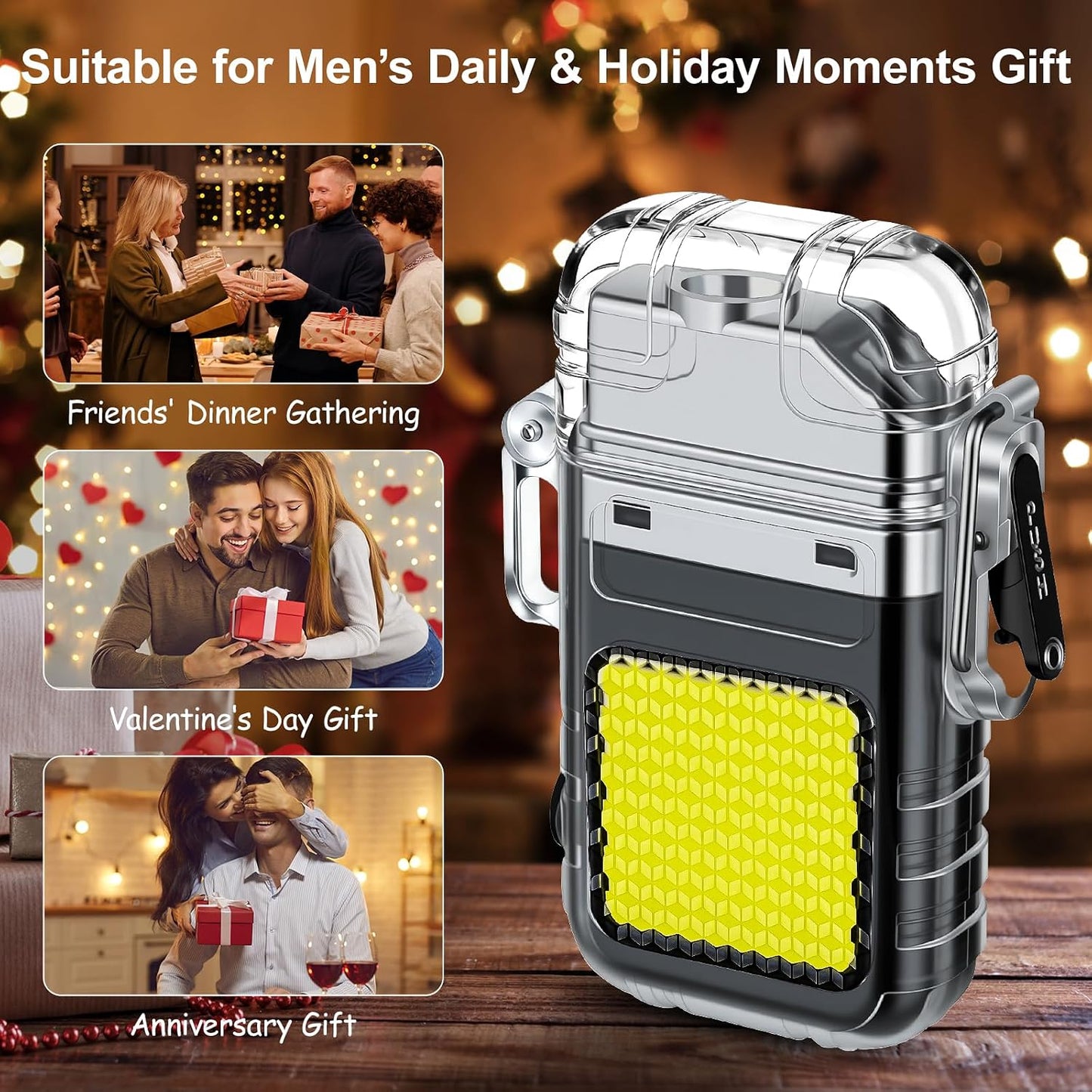Electric USB Rechargeable Waterproof Lighter with Flashlight