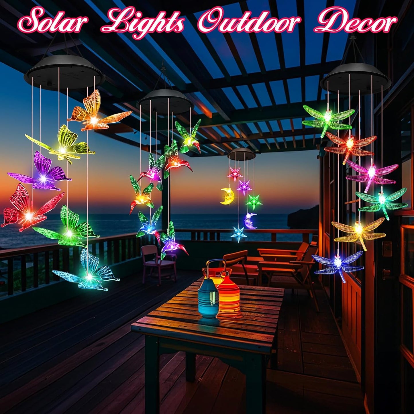 Wind Chimes Waterproof Solar Lights Outdoor Decor