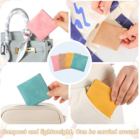4 Pack Snap Closure Leather Organizer Pouch Coin Purse