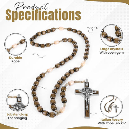 Classic Wooden Rosary Beads ,Handmade Catholic Rosary for Men and Women