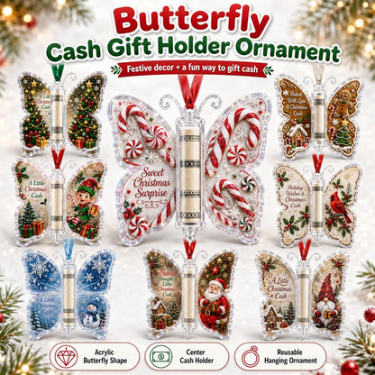 Butterfly Christmas Cash Gift Holder Ornament,Acrylic Money Holder