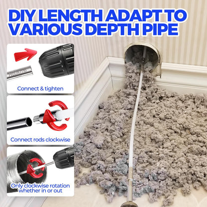 Dryer Vent Cleaner Kit - Flexible Lint Brush with Drill Attachment