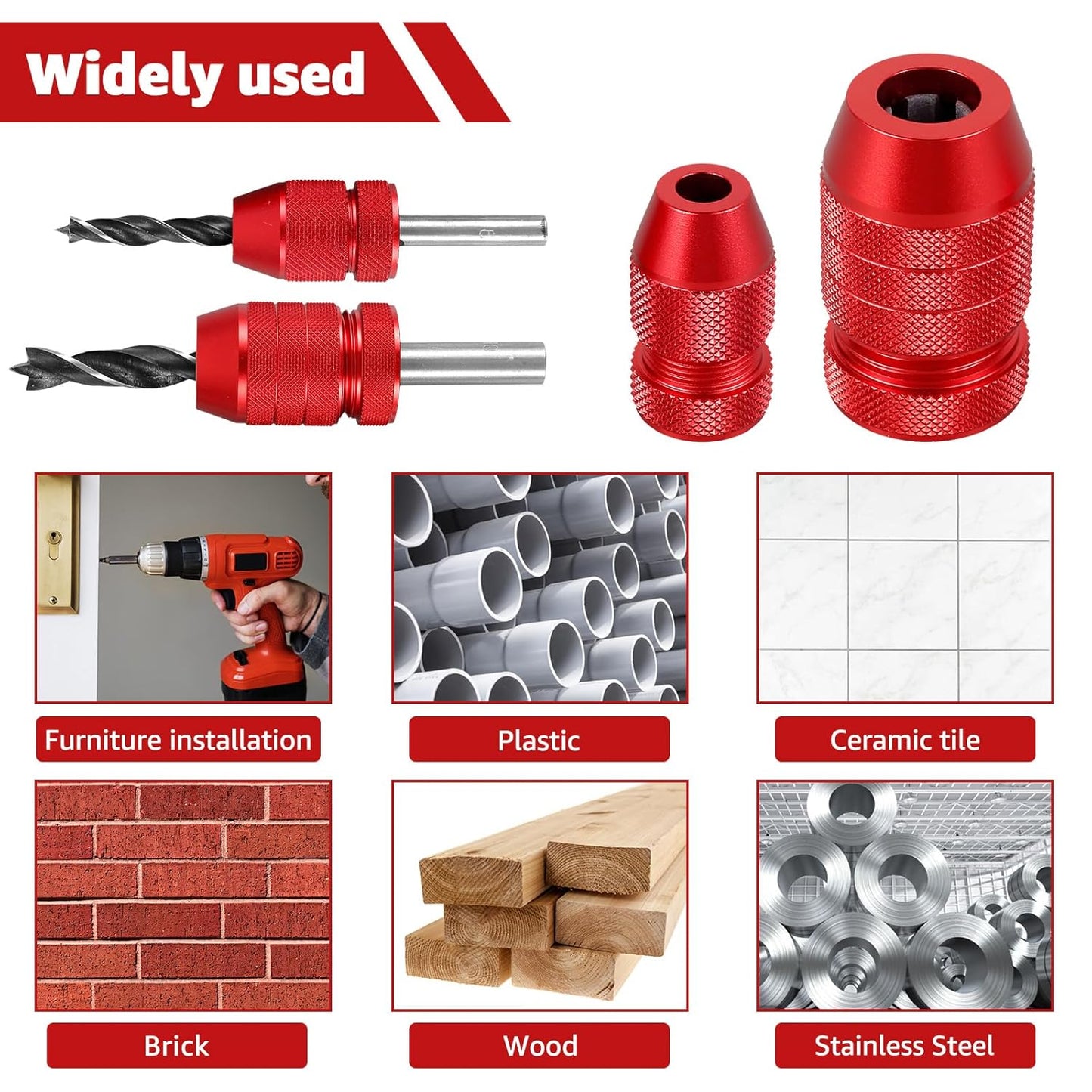 2Pcs Aluminum Alloy Adjustable Drill Bit Stop Collar Set