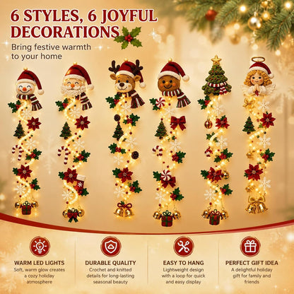 6 Styles Glowing Christmas Door Hanger, Lighted Christmas Door Hanger