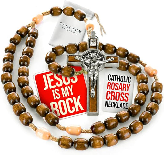 Classic Wooden Rosary Beads ,Handmade Catholic Rosary for Men and Women