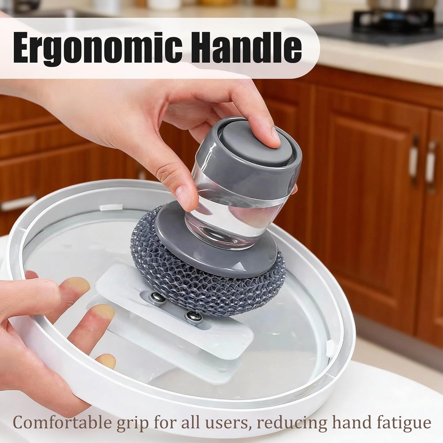Comfort Grip Dish Scrubber with Soap Dispenser Set