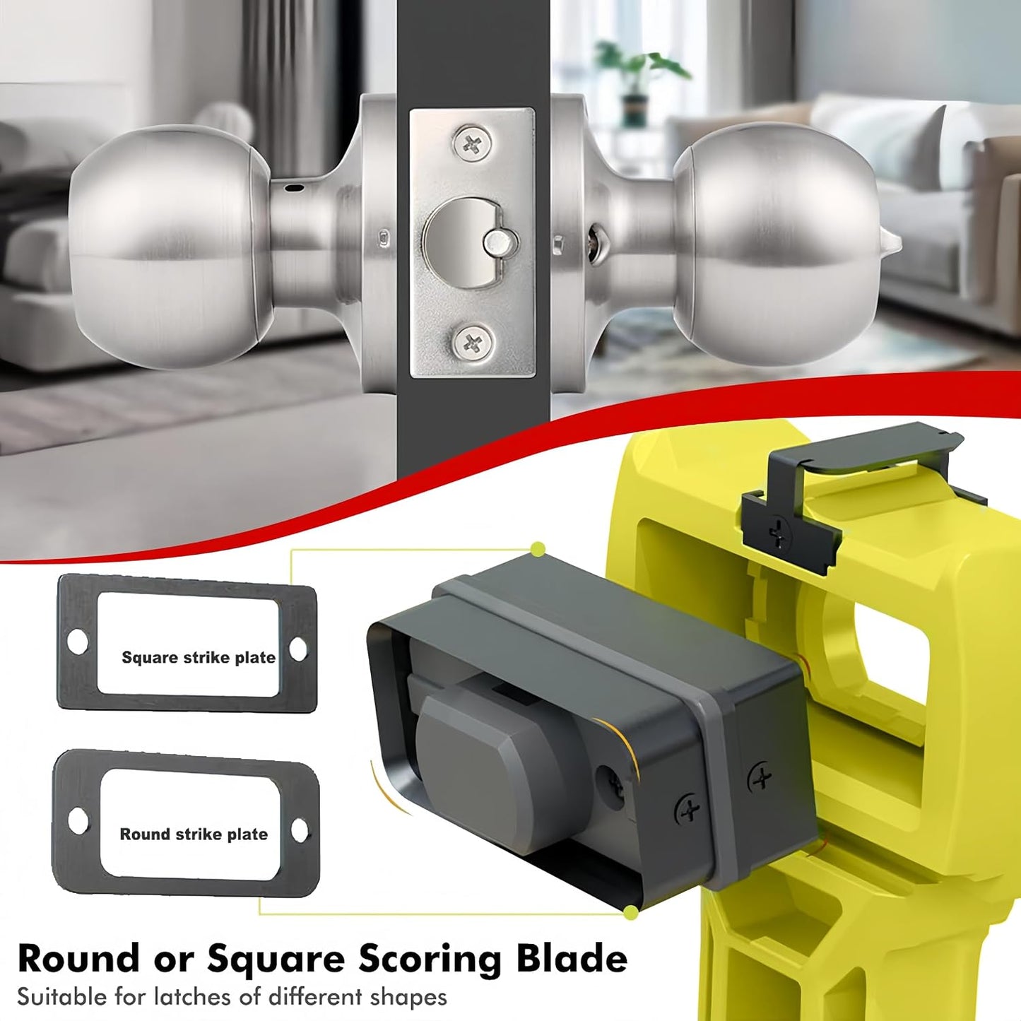 Door Latch Mortise Tool, Professional Precision Scoring and Chiseling Kit for Square and Round Latch Installation