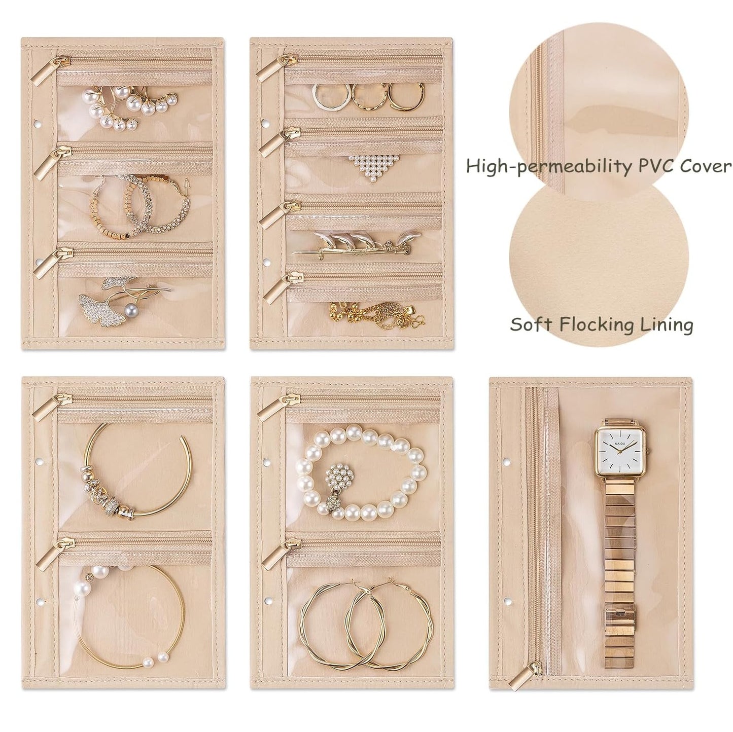 Jewelry Book Organizer - Leather Travel Jewelry Case with 5 Detachable Pages for Necklaces