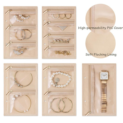 Jewelry Book Organizer - Leather Travel Jewelry Case with 5 Detachable Pages for Necklaces