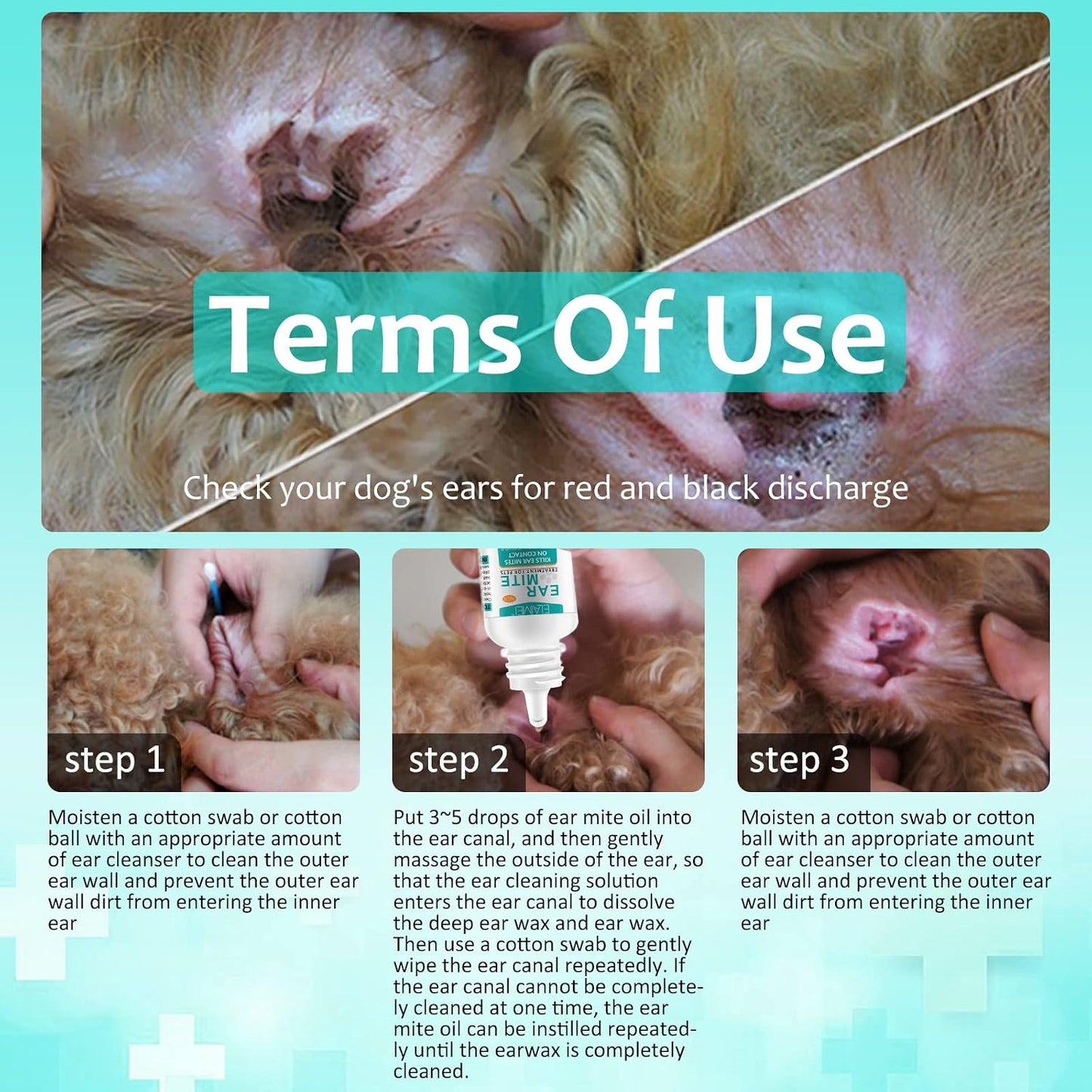 Pet Ear Mites Treatment 2PCS for Dogs & Cats ,Kills on Contact & Soothes Itching