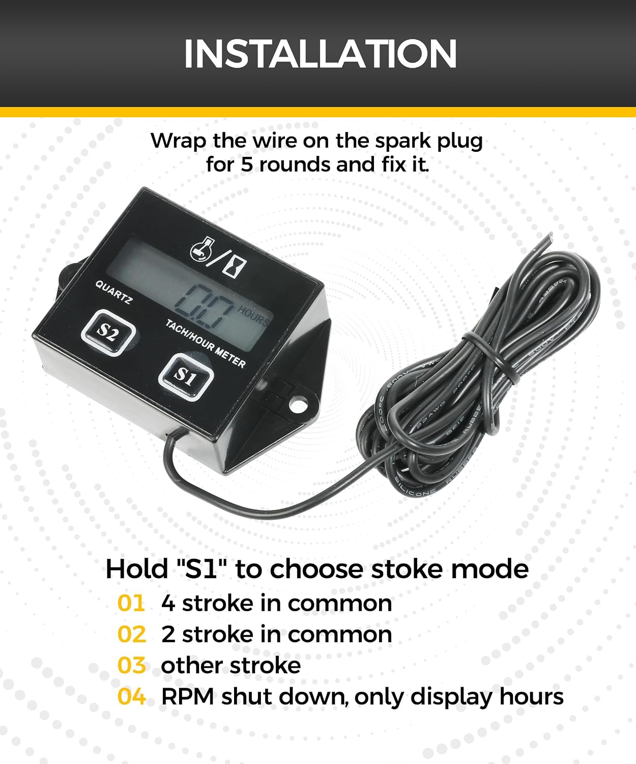 Digital Hour Meter & Tachometer Maintenance Reminder for Motorcycles, Gasoline-powered Lawnmowers, Tractors, Generators