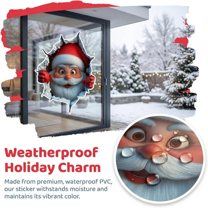 5Pcs Santa Claus Wall Sticker 3D Breaking Effect Christmas Door Decor