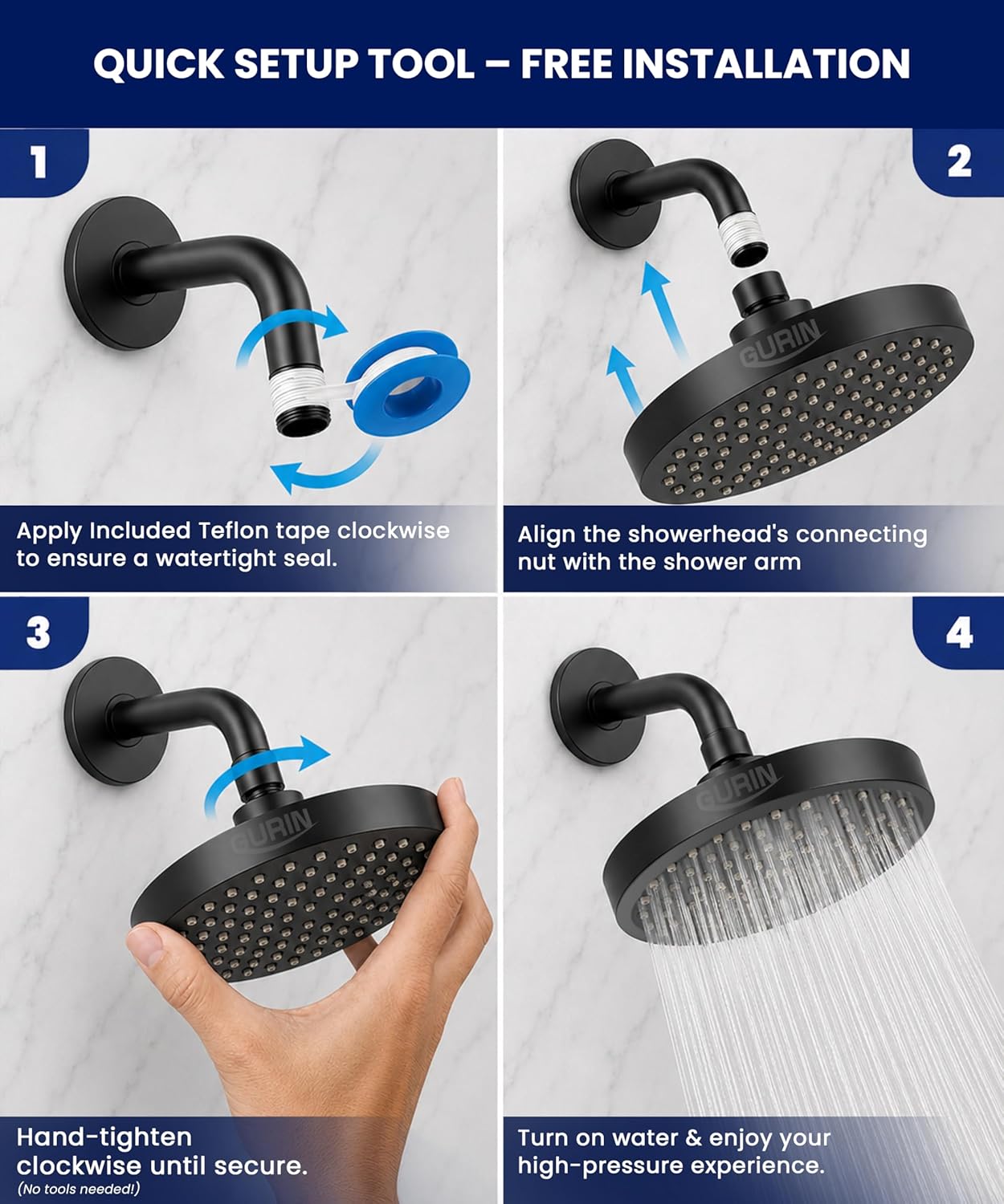 4 Inch Powerful High Pressure Anti-Clog Shower Head