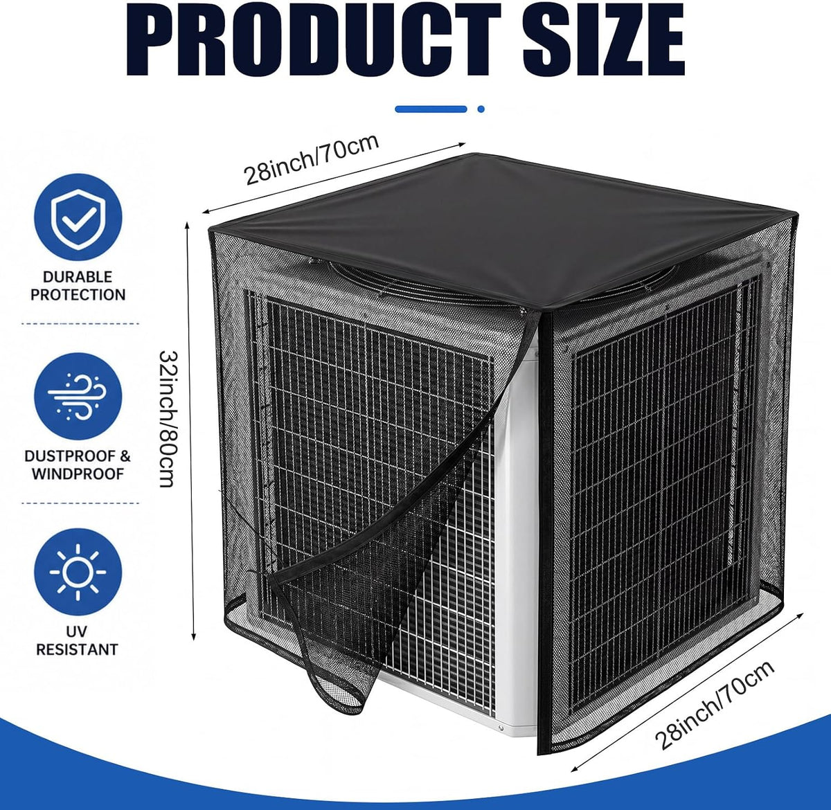 All-Season Outdoor AC Unit Protector, Heavy-Duty Full Mesh Air Conditioner Cover