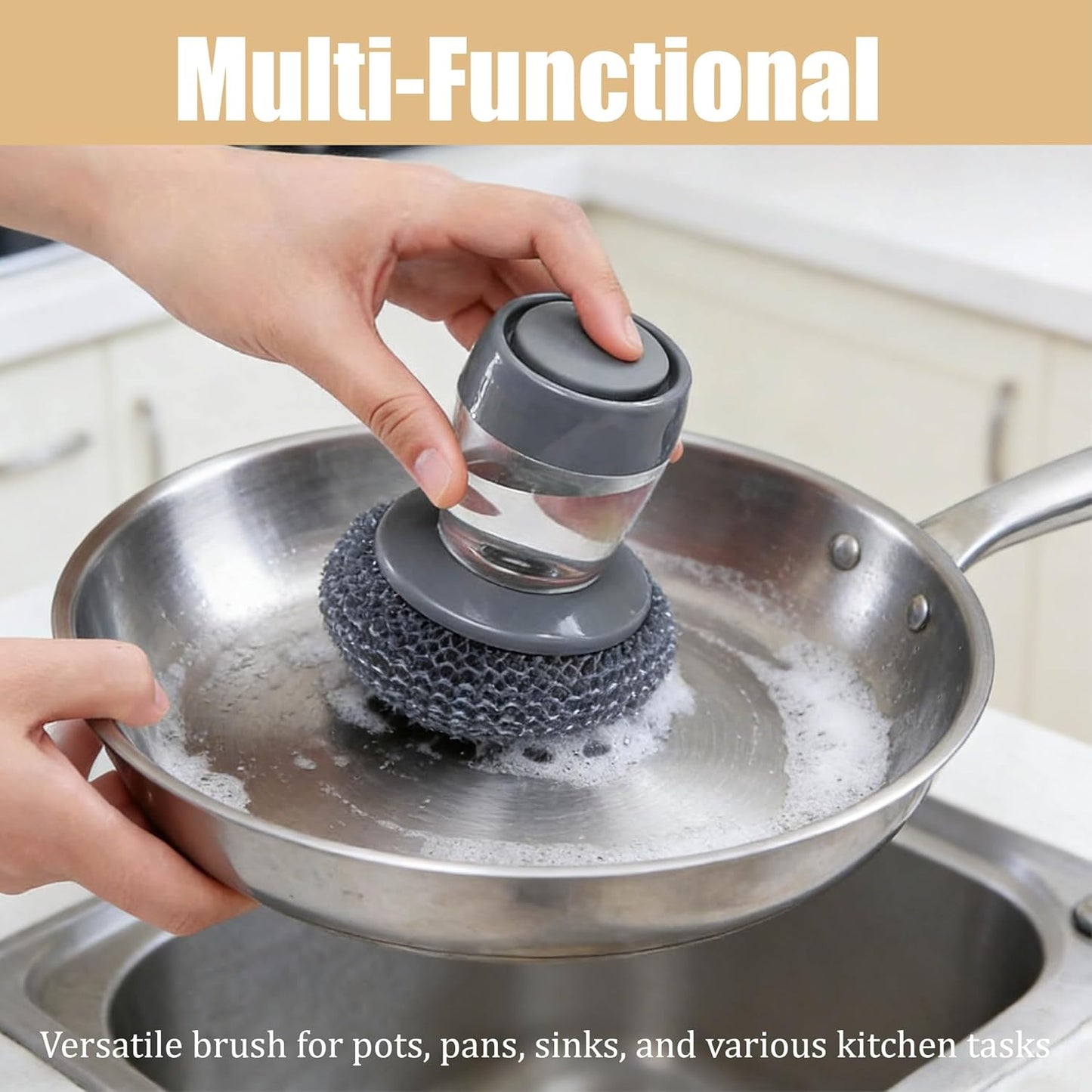 Comfort Grip Dish Scrubber with Soap Dispenser Set