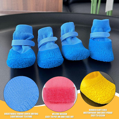4 Pack Anti Slip Waterproof Adjustable Dog Socks Boots