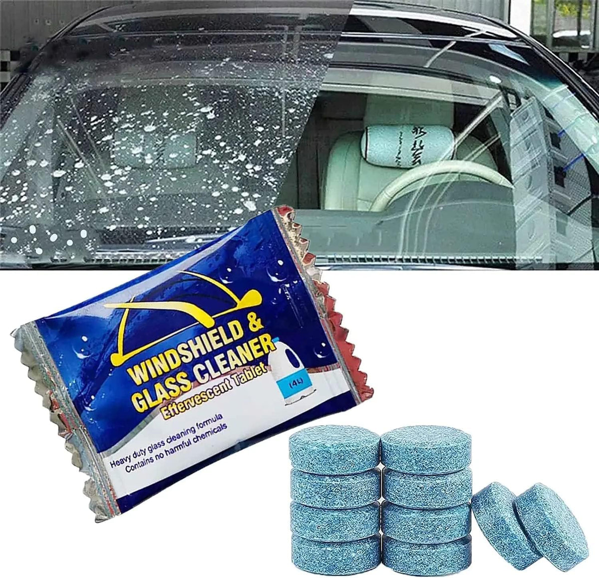 50 Pcs Windshield Washer Fluid Tablets, 1 Tablet Makes 1 Gallon ,Effervescent Wiper Fluid