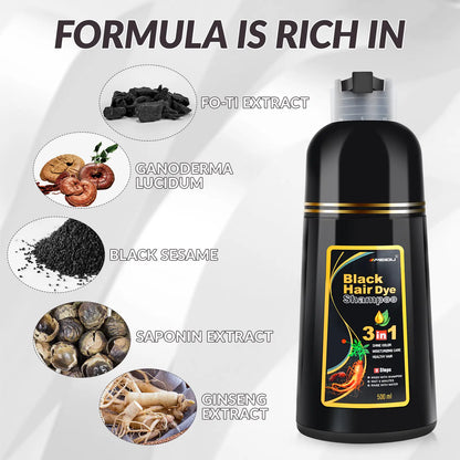 Hair Dye Shampoo 3 in 1,Herbal Ingredients,Contains Ginseng Extract,Can cover gray hairs