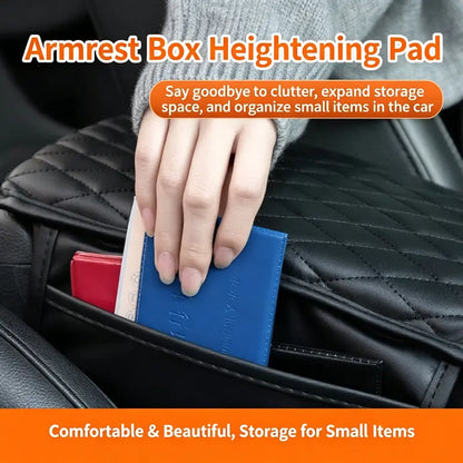 Car Armrest Box Cushion with Built-in Storage Bag