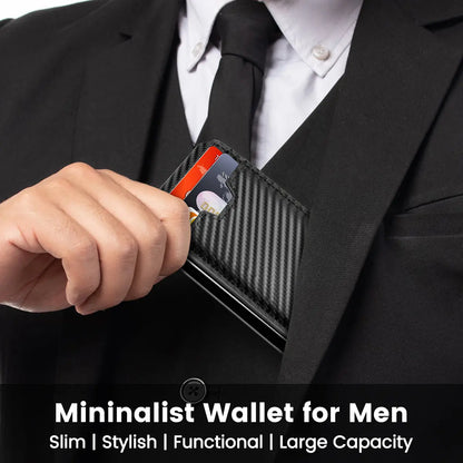 Wallet for Men with Money Clip RFID Blocking Minimalist Wallet Pop Up Aluminum Case