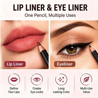 12-Color Matte Lip Liner Pencil Set Smooth Creamy Lip and Eye Liner