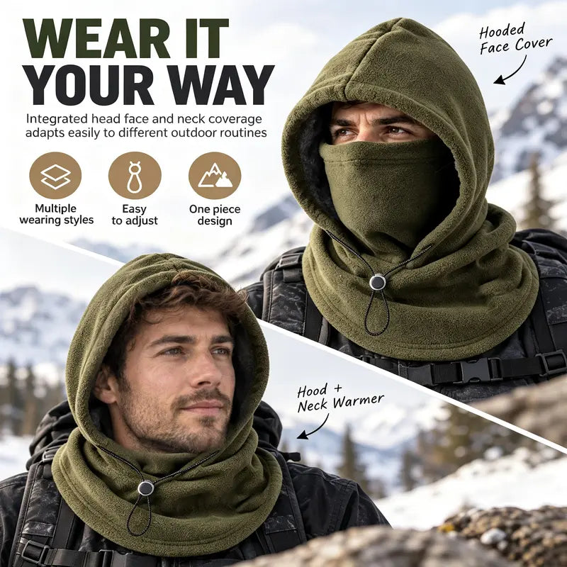 Unisex Cold Weather Fleece Balaclava Hat - Thick Fleece Linings