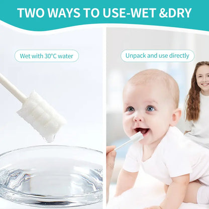 30PCS Disposable Newborn Baby Items - Soft Gauze Oral Care Solid Swabs with Double Suture Fastening