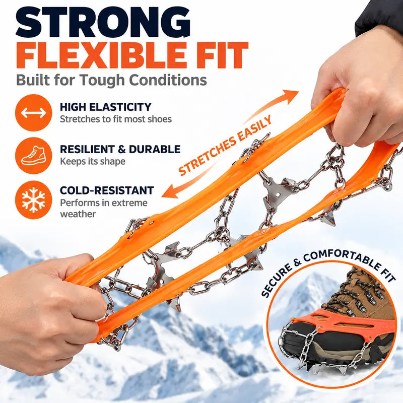 Ice Cleats for Shoes & Boots, 8-Spike Stainless Steel Traction Cleats