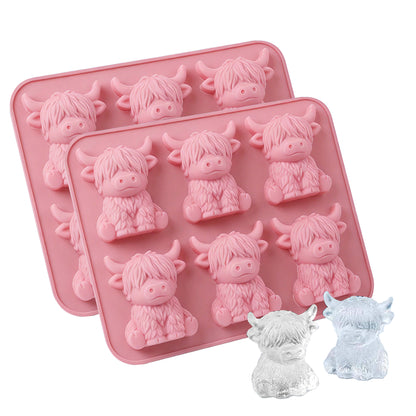 2 Pack 3D Highland Cow Ice Cube Silicone Mold