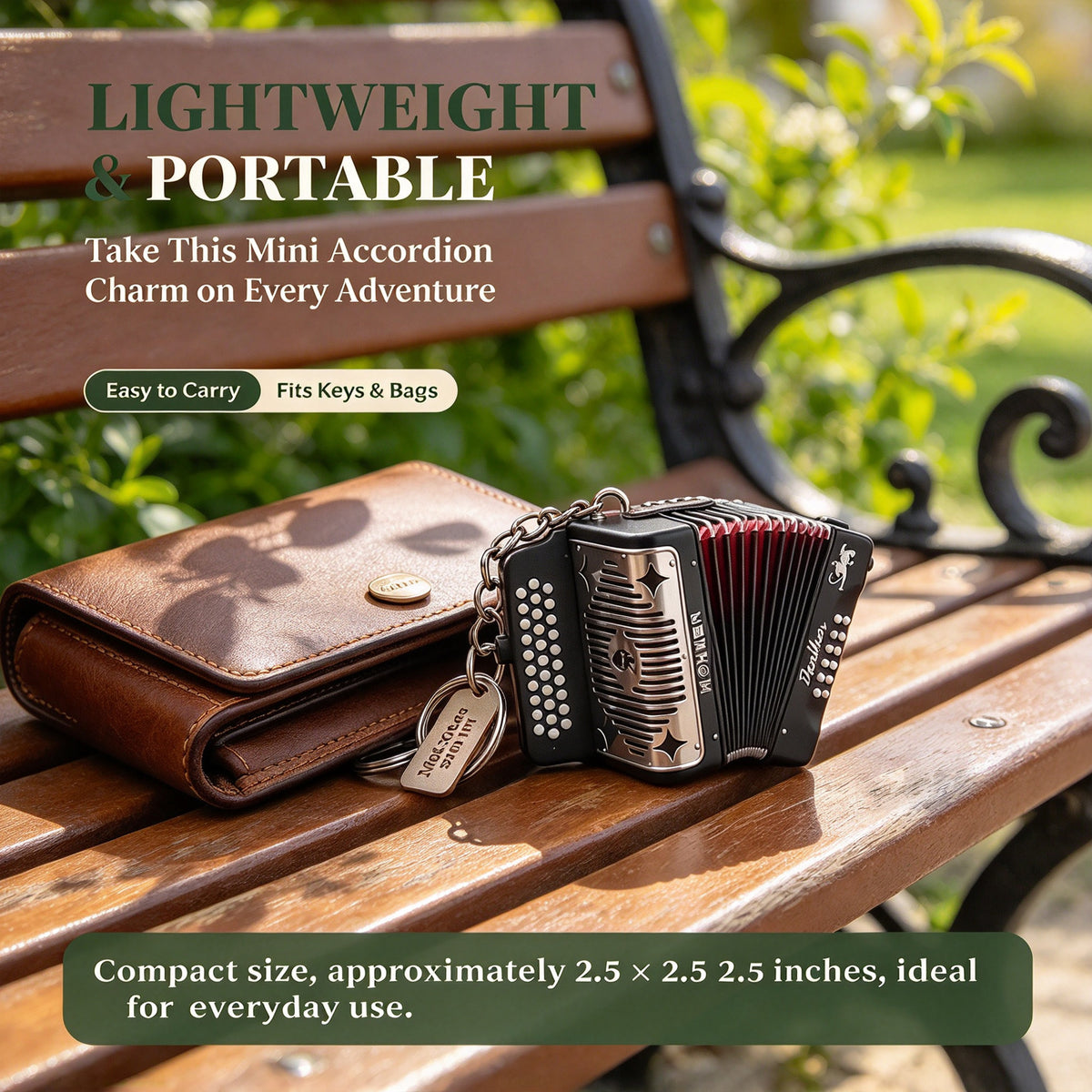 Proportional Movable Metal Accordion Keychain, Musician Gift for Accordion Players