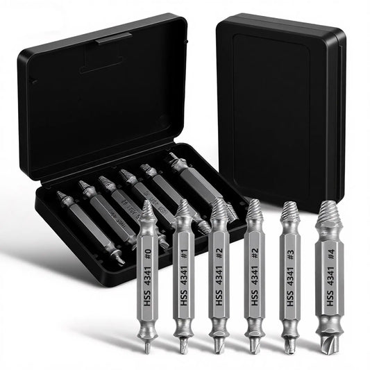 6 Counts Set Easy Out Bolt Extractor - Double Head Design Damaged Screw Extractor Set