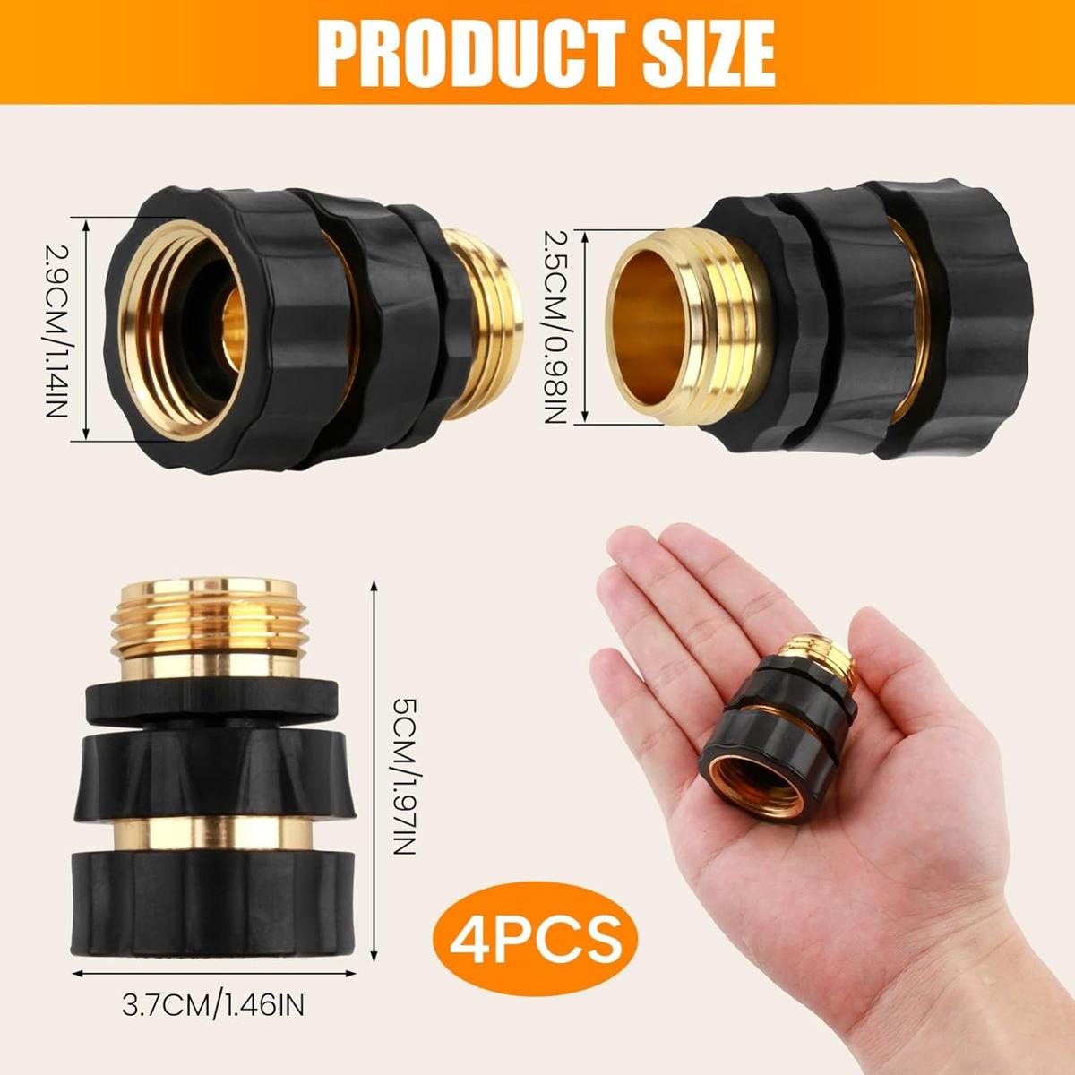 4 Pairs 3/4 Inch Garden Hose Fitting Quick Connector
