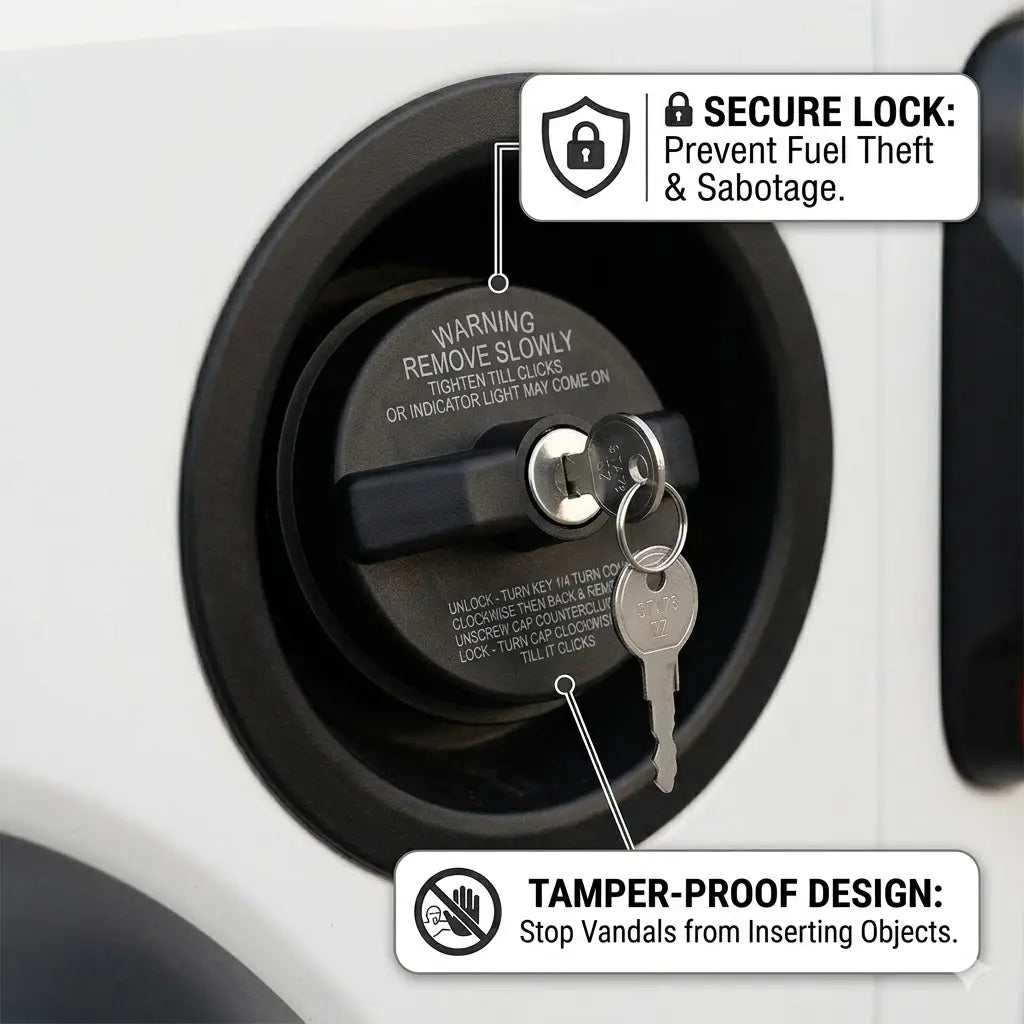 Key-Operated Anti-Theft Metal Lock Gas Cap - Universal Fit for Ford, Chevrolet - Auto Replacement Part
