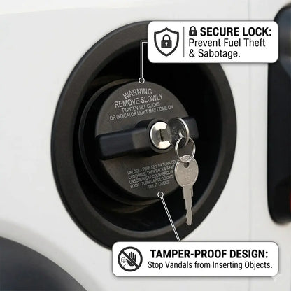 Key-Operated Anti-Theft Metal Lock Gas Cap - Universal Fit for Ford, Chevrolet - Auto Replacement Part